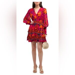 NWT Farm Rio Tropical Tapestry Puff Sleeve Mini Dress Size XXS